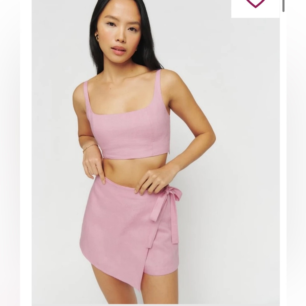 Pink Reformation France Linen two piece set- size 6